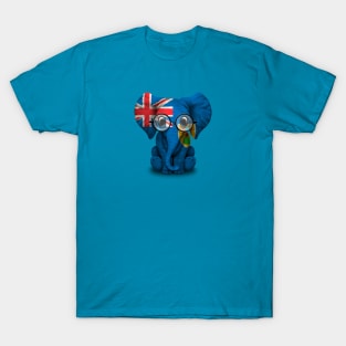 Baby Elephant with Glasses and Turks and Caicos Flag T-Shirt